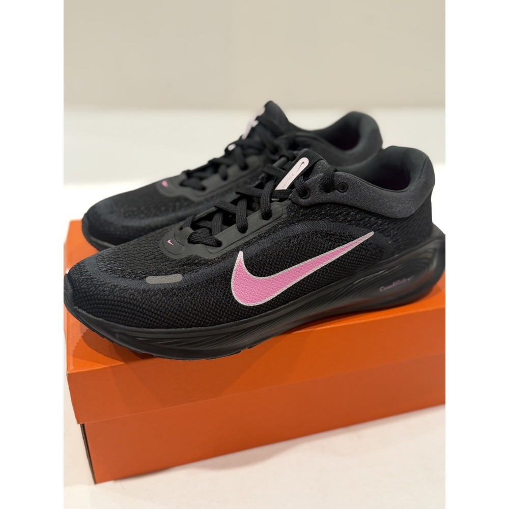 Nike Stellar Ride Womens 7 Black/Pink Solid Low Top Lace-Up Mesh Sneakers shoes